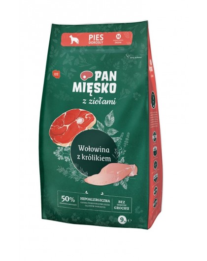 PAN MIĘSKO with herbs Beef with rabbit M - dry dog food - 9kg