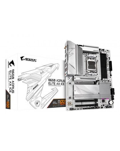 GIGABYTE B650 AORUS ELITE AX ICE Motherboard - Supports AMD Ryzen 9000 CPUs, 12+2+2 Phases Digital VRM, up to 8000MHz DDR5 (OC),