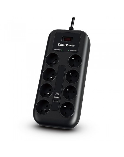 CyberPower Tracer III P0820SUF0-FR surge protector Black 8 AC outlet(s) 200 - 250 V 1.8 m