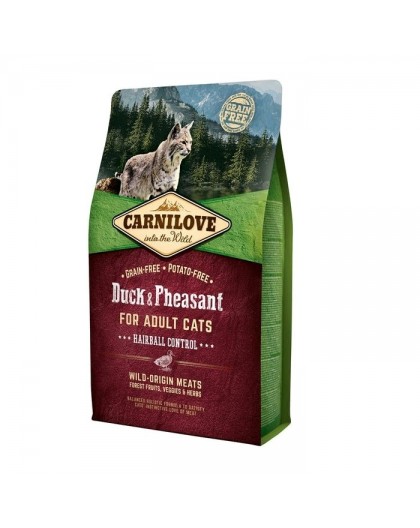 CARNILOVE Cat Hairball Control Duck and pheasant - dry cat food - 2kg
