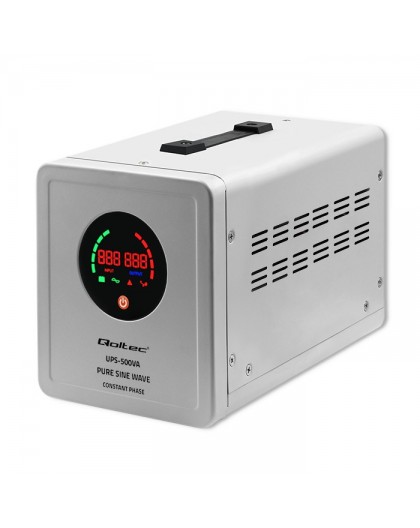 Qoltec 50716 Uninterruptible power supply Pure Sine Wave UPS | 500VA | 350W | constant phase | Grey