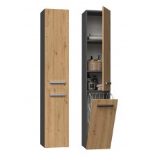 Topeshop NEL IV ANT/ART bathroom storage cabinet Graphite, Oak
