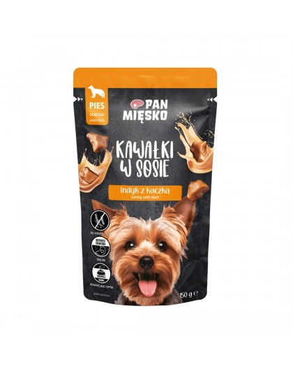 PAN MIĘSKO Pieces in sauce Turkey with duck - wet dog food - 150g