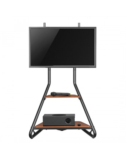 Maclean MC-455 Freestanding Corner TV Stand in Bauhaus Style, Free-standing TV Holder with Two Levels, Made of Wood, Load Capaci