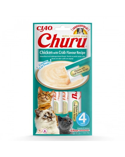 INABA Churu Chicken with Crab Recipe - cat treats - 4x14 g