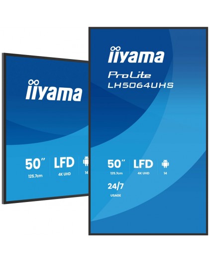 iiyama 50" 4K UHD Most powerful professional digital signage display with advanced control and connectivity options