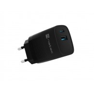 NATEC RIBERA GAN CHARGER 1X USB-A + 1X USB-C 30W BLACK
