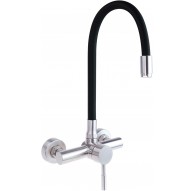 Wall-mounted kitchen faucet with bent spout