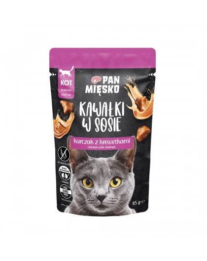 PAN MIĘSKO Pieces in sauce Chicken with shrimps - wet cat food - 85g
