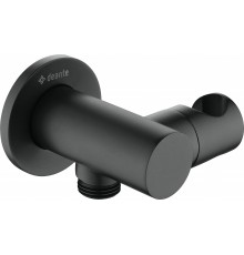 Round angled connector with handset holder