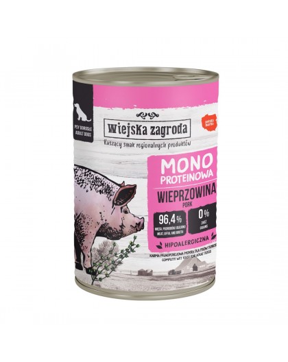 WIEJSKA ZAGRODA Mono-protein Pork - wet dog food - 400g