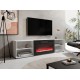 RTV cabinet POLO 200x33x50.5 white + fireplace black