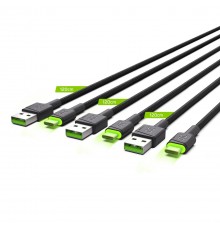 Green Cell Set 3x Ray USB-C 120cm Cable with green LED backlight, fast charging Ultra Charge, QC 3.0
