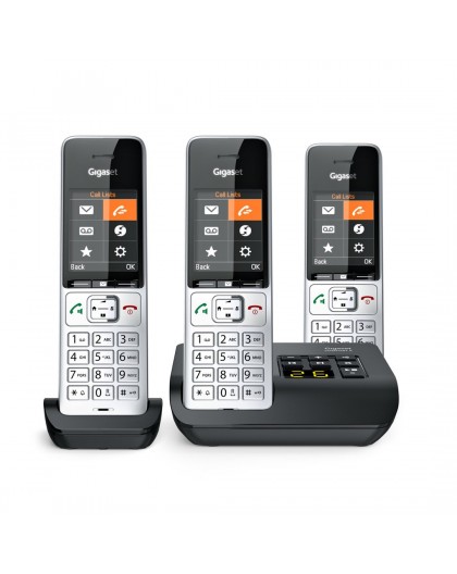 Gigaset COMFORT 500A Trio Analog/DECT telephone Caller ID Black, Silver