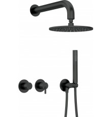 Concealed shower set with overhead shower - with horizontal mixer