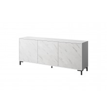 MARMO 3D chest of drawers 200x45x80,5 cm white matt/marble white