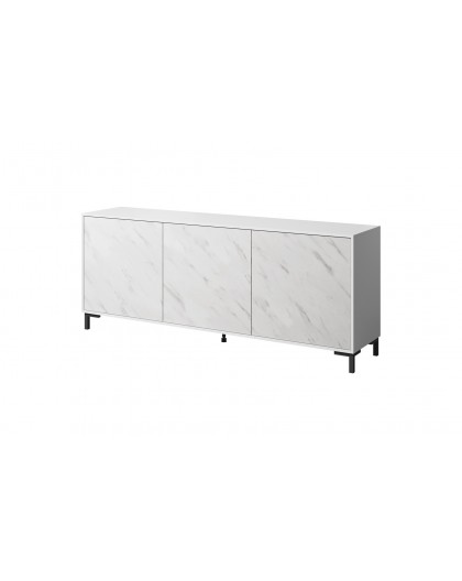 MARMO 3D chest of drawers 200x45x80,5 cm white matt/marble white