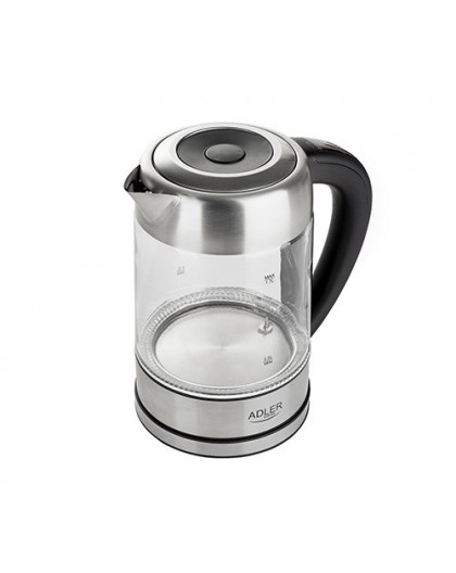 Adler AD 1247 NEW electric kettle 1.7 L 2200 W Black, Stainless steel, Transparent