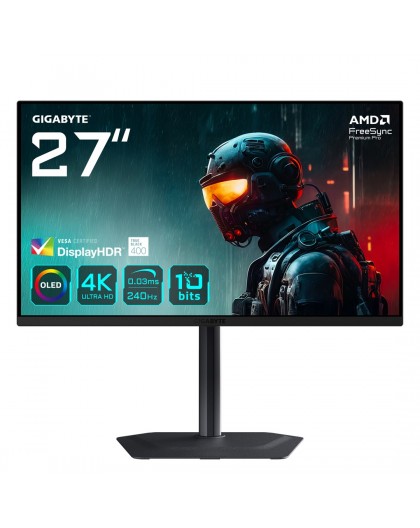 GIGABYTE MO27U2 OLED 4K UHD Gaming Monitor - 3840 x 2160, 240Hz, 0.03ms, 1000 cd/m², Display HDR True Black 400, HDMI 2.1, Displ