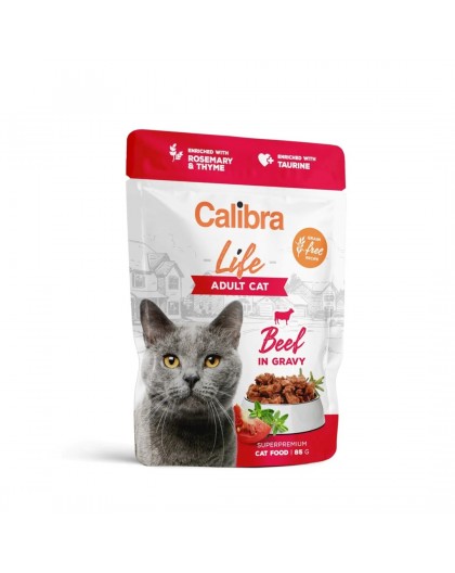 CALIBRA Cat Life Adult Beef in gravy - wet cat food - 85g