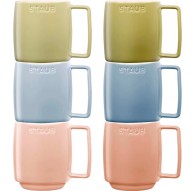 Set of 6 Ceramic Mugs - Multicolor, 350 ml
