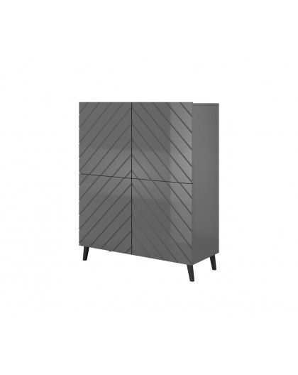 Shelving unit ABETO 100.5 x 40 x 121.5 cm graphite/glossy graphite