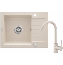 Granite sink with 1-bowl faucet with drainer