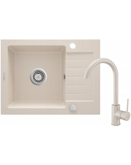 Granite sink with 1-bowl faucet with drainer