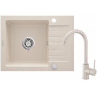 Granite sink with 1-bowl faucet with drainer