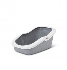 SAVIC ASEO Grey with White Rim - Open Cat Litter Tray - 56x39x27.5 cm - 1 pc.