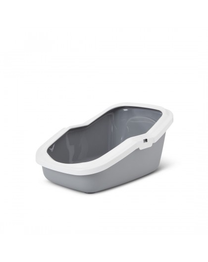 SAVIC ASEO Grey with White Rim - Open Cat Litter Tray - 56x39x27.5 cm - 1 pc.