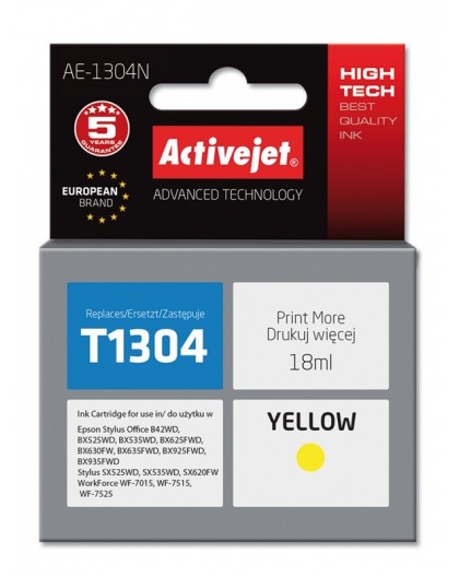 Activejet AE-1304N Ink (replacement for Epson T1304 Supreme 18 ml yellow)