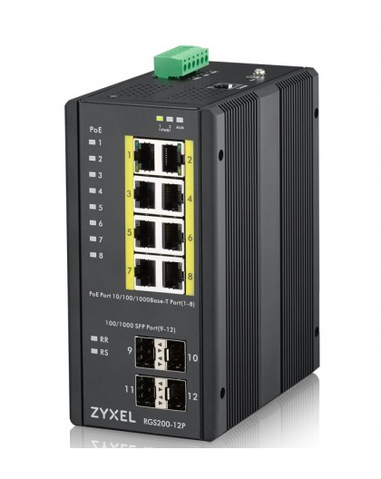 Zyxel RGS200-12P Managed L2 Gigabit Ethernet (10/100/1000) Power over Ethernet (PoE) Black