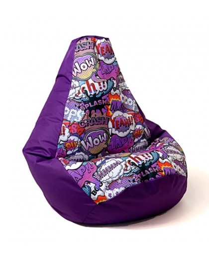 Sako bag pouffe Pear print purple-WOW L 105 x 80 cm