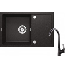 Granite sink with 1-bowl faucet with drainer