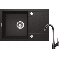 Granite sink with 1-bowl faucet with drainer