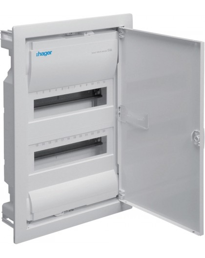 Flush-mounted cabinet with metal door, 2 rows