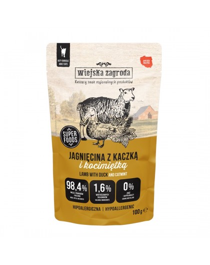 WIEJSKA ZAGRODA Lamb with duck and catnip – wet food for cats – 100g