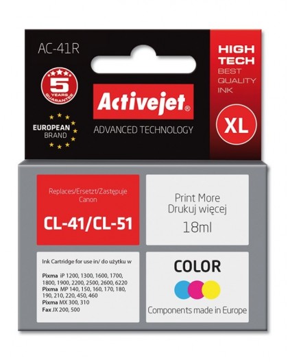 Activejet AC-41R Ink cartridge (replacement for Canon CL-41 Premium 18 ml color)