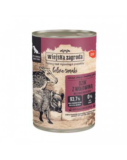 WIEJSKA ZAGRODA Forest Flavours Wild boar with beef - wet dog food - 400g