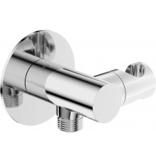 Round angled connector with handset holder