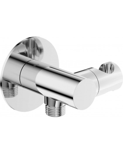 Round angled connector with handset holder