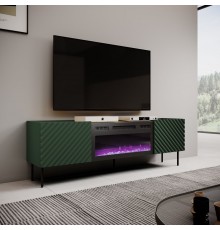 RTV cabinet with an electric fireplace ONDA 180,5x40xH58,39 green (standing or wall mounted)