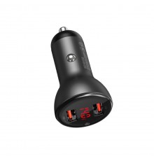 Car charger Baseus with display, 2x USB, 4.8A, 24W (gray)