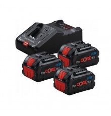 BOSCH. BATTERY 18V 8.0Ah PROCORE 3pcs. +CHARGER GAL 18V-160 ...