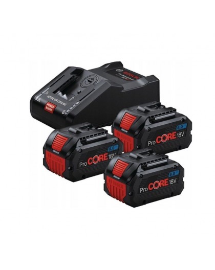BOSCH. BATTERY 18V 8.0Ah PROCORE 3pcs. +CHARGER GAL 18V-160 ...