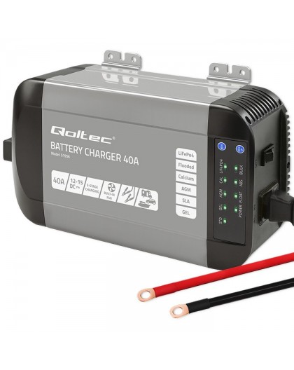 Qoltec Intelligent Professional Monolith Battery Charger for LiFePO4 AGM GEL SLA batteries | 40A | 12V
