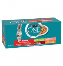 PURINA One Sterilcat Beef, salmon, chicken, turkey - wet cat food - 40x85g