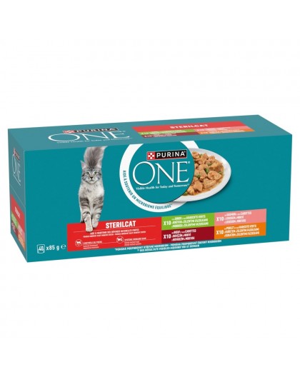 PURINA One Sterilcat Beef, salmon, chicken, turkey - wet cat food - 40x85g