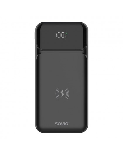 Savio BA-09 power bank Lithium Polymer (LiPo) 37 mAh Wireless charging Black